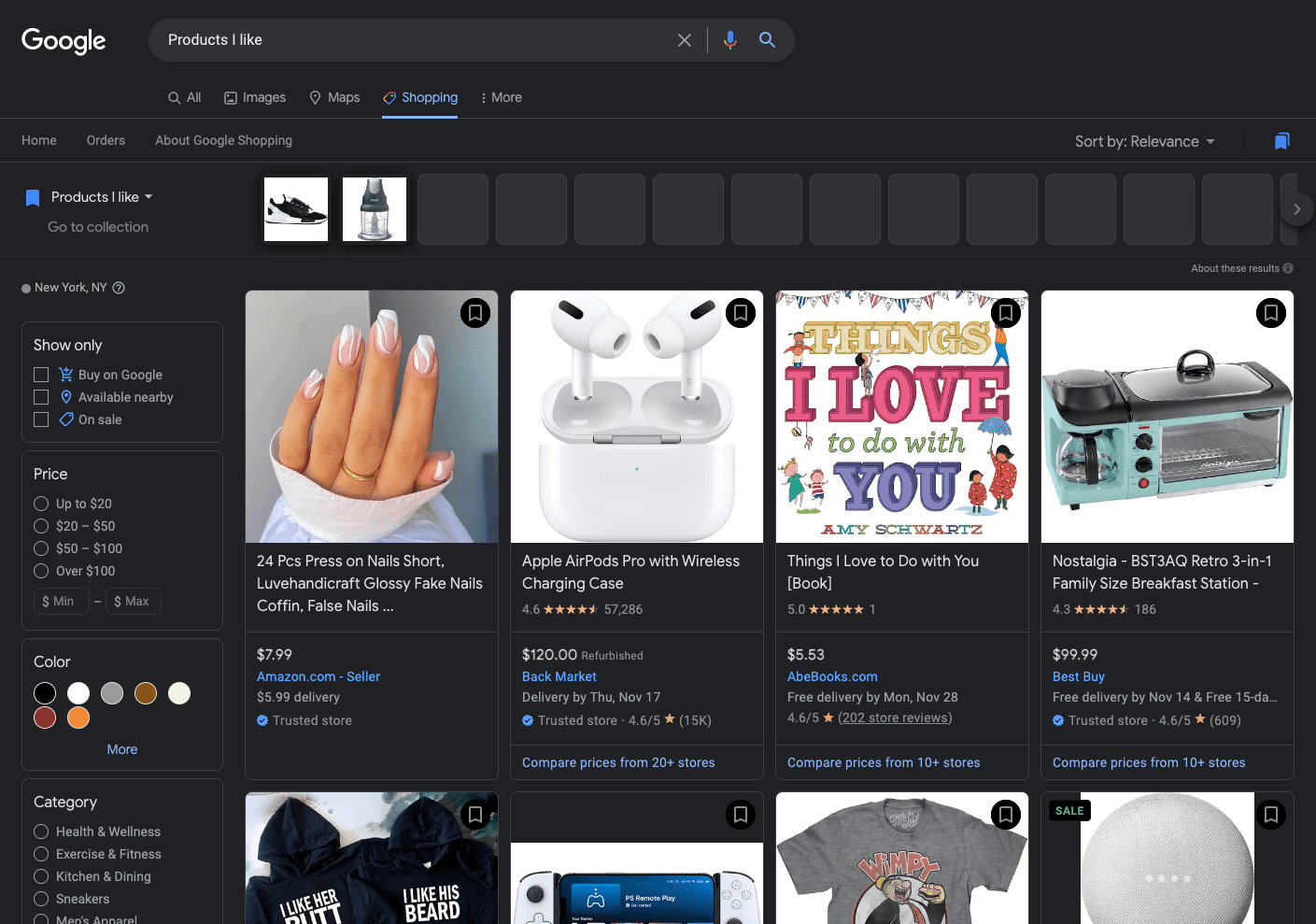 Save on Google feature