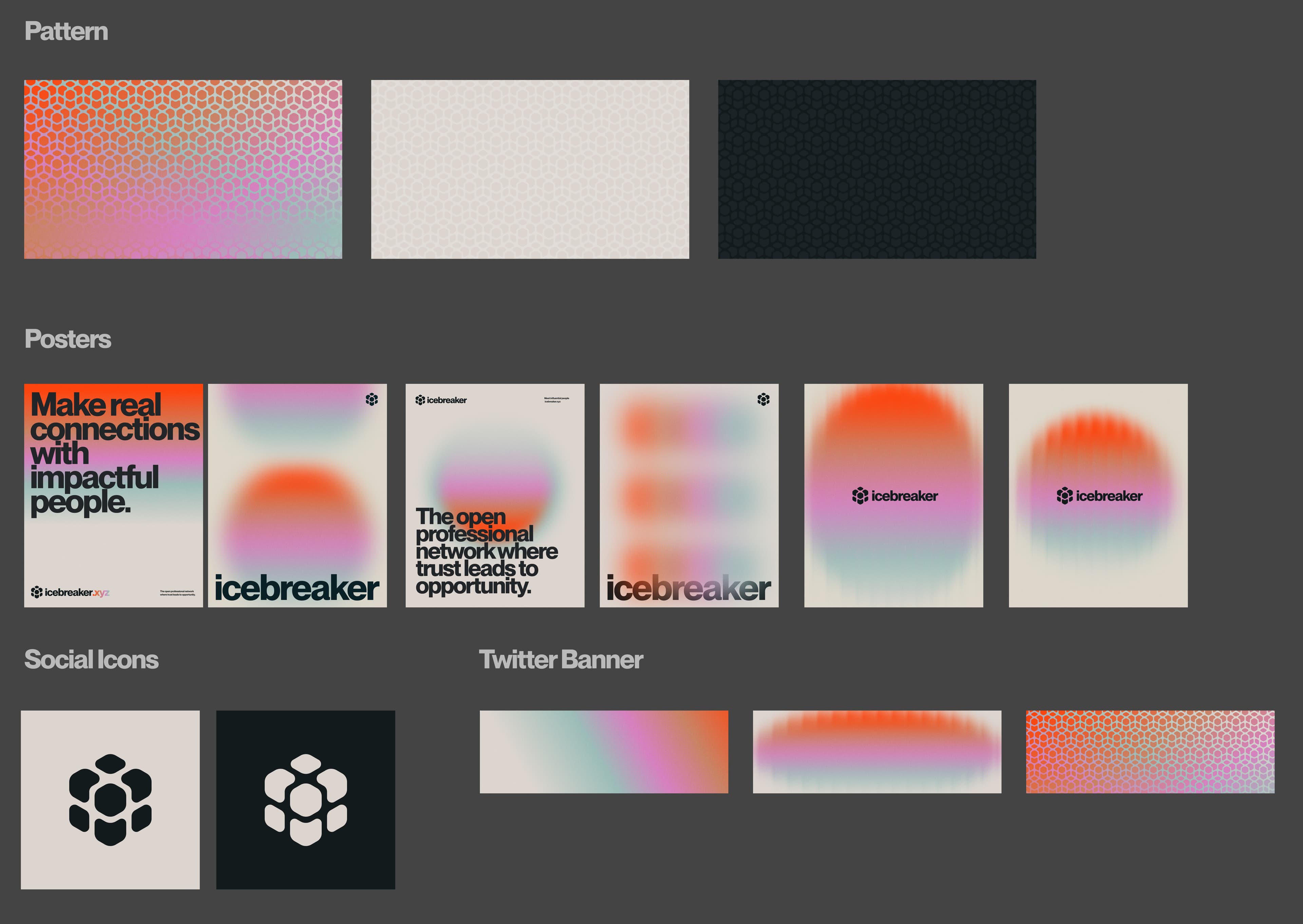 Icebreaker brand patterns, posters, and social assets